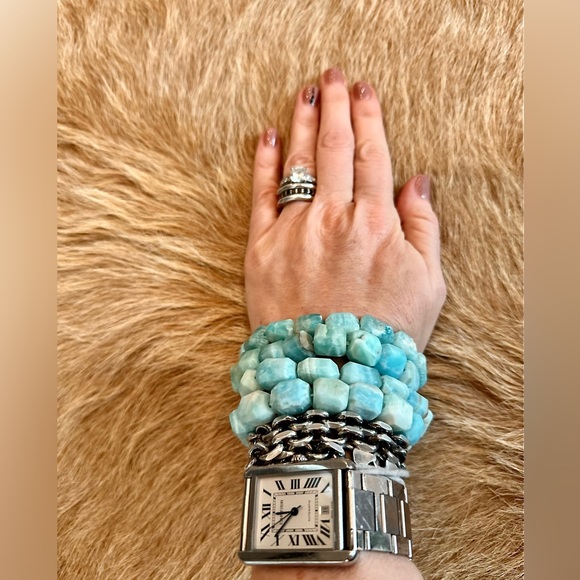 NWT blue aragonite bracelets set of two or 4 - Picture 2 of 8